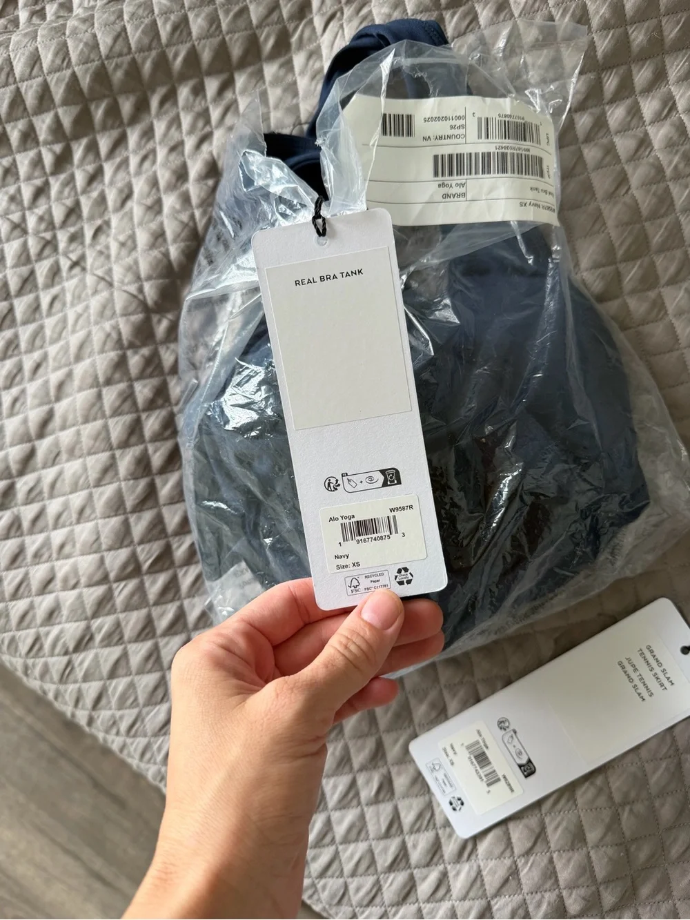 NWT Alo Yoga Tennis Set: Grand Slam Skirt + Real Bra Tank Navy Blue Size XS